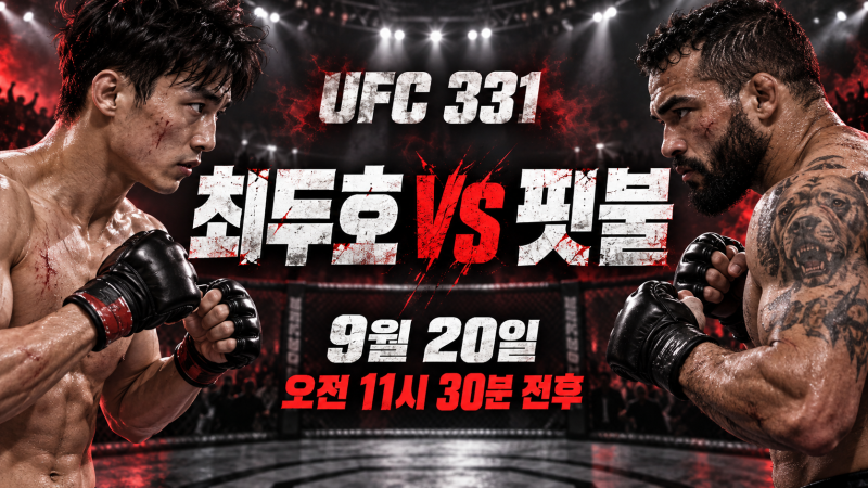 최두호 핏불 UFC 331 경기시간, 9월 20일 중계·대진표 정리