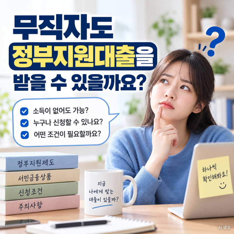 무직자 정부지원대출｜가능한 상품과 신청조건·주의사항