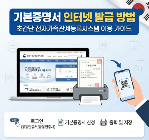 기본증명서 인터넷 발급 방법｜전자가족관계등록시스템 이용법