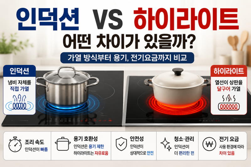 인덕션 vs 하이라이트, 뭐가 다를까?