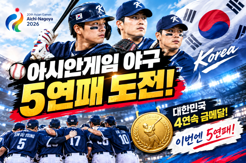 아시안게임 야구 5연패 도전! 김도영·노시환·곽빈 출격…대표팀 명단·경기 일정 총정리