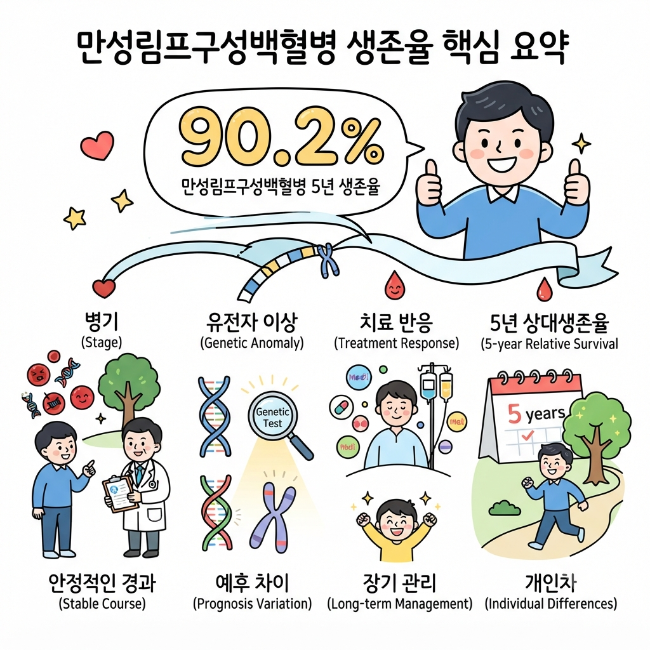 만성림프구성백혈병 생존율 총정리｜병기·유전자 이상·치료 반응에 따른 예후 차이