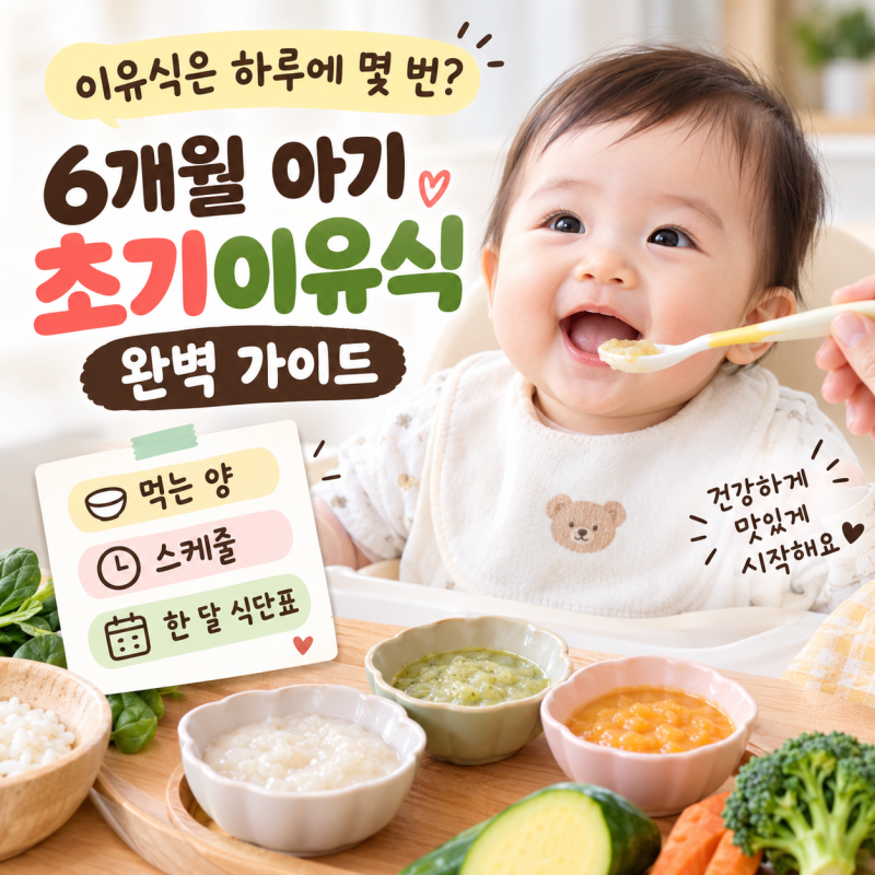 6개월 아기 이유식 양 스케줄 총정리 | 초기이유식 식단표
