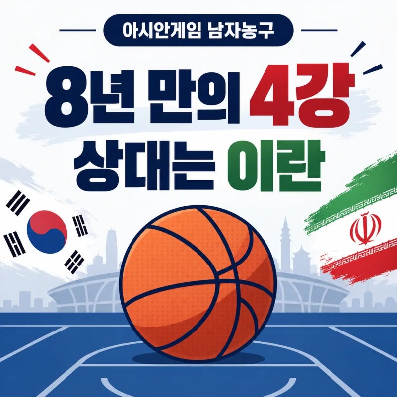 2026 아시안게임 남자농구 4강 일정 대진표, 한국 8년 만의 4강 상대 이란