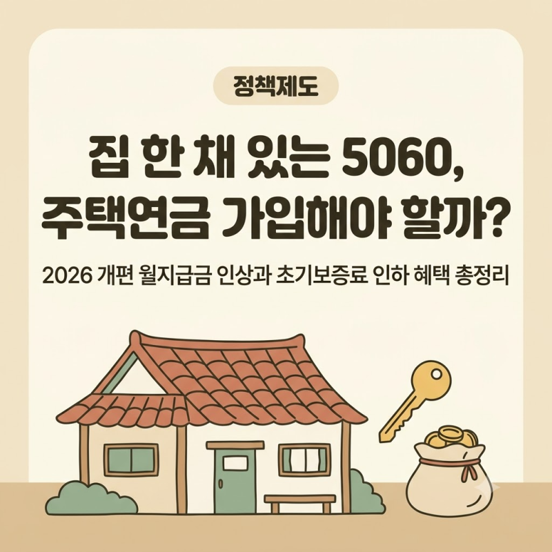 [5060 은퇴 재테크 시리즈 ③] 집 한 채 있는 5060의 평생 월급: 2026 주택연금 월지급금 인상과 ....