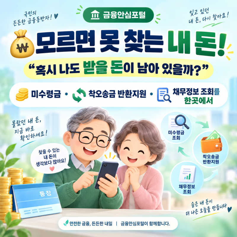 [예금보험공사의 ‘금융안심포털’] ▣미수령금 · ▣착오송금 반환지원 · ▣채무정보 조회....