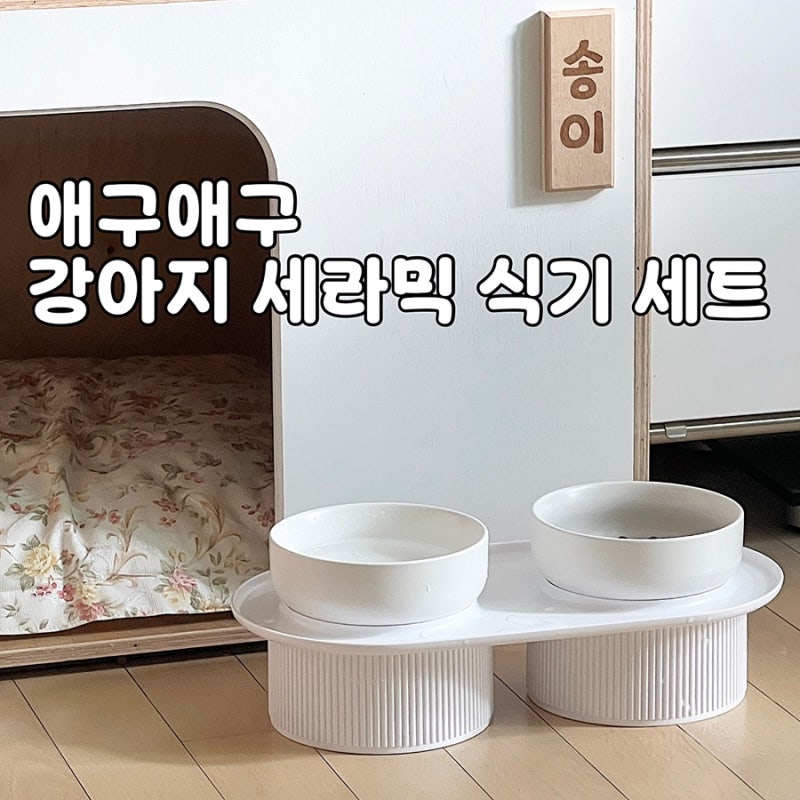 기존 그릇 버리지 마세요! 호환성 대박인 애구애구 세라믹 밥그릇 2구 강아지 밥상 세트