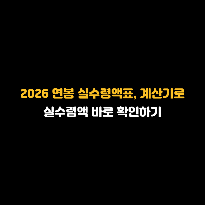 2026 연봉 실수령액표, 계산기로 실수령액 바로 확인하기