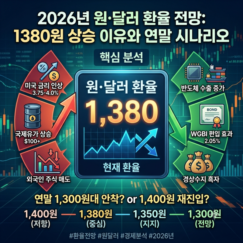 현재 환율 전망, 원달러 1380원대 다시 상승한 이유와 2026년 연말 환율 전망