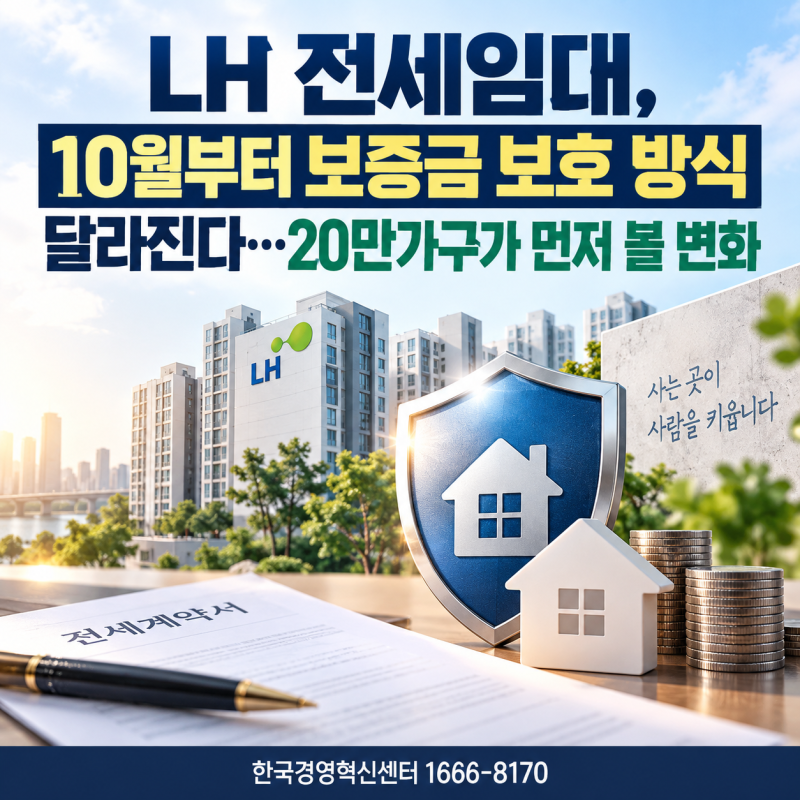 LH 전세임대, 10월부터 보증금 보호 방식 달라진다20만가구가 먼저 볼 변화