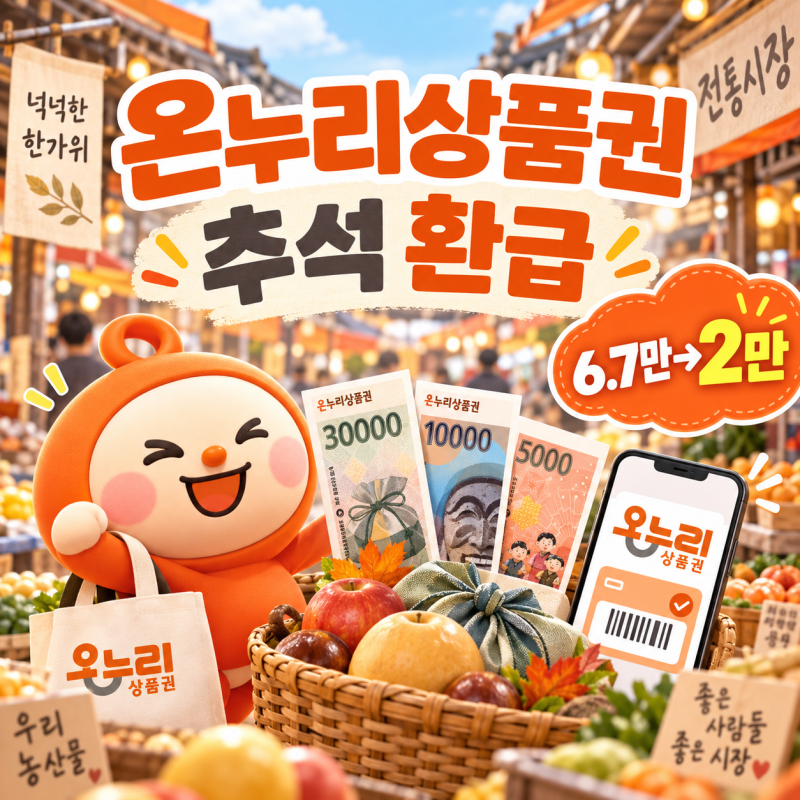 온누리상품권 추석 환급 6만7천원 장보면 2만원, 아무 시장에서나 될까?