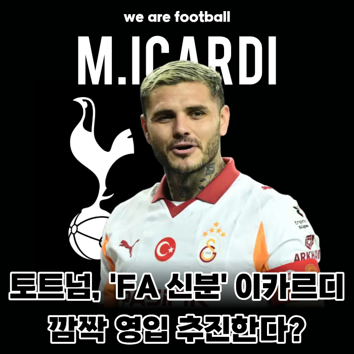 144년 만의 대굴욕 토트넘, 'FA 신분' 마우로 이카르디 깜짝 영입 추진... 당장 출전은 불가?