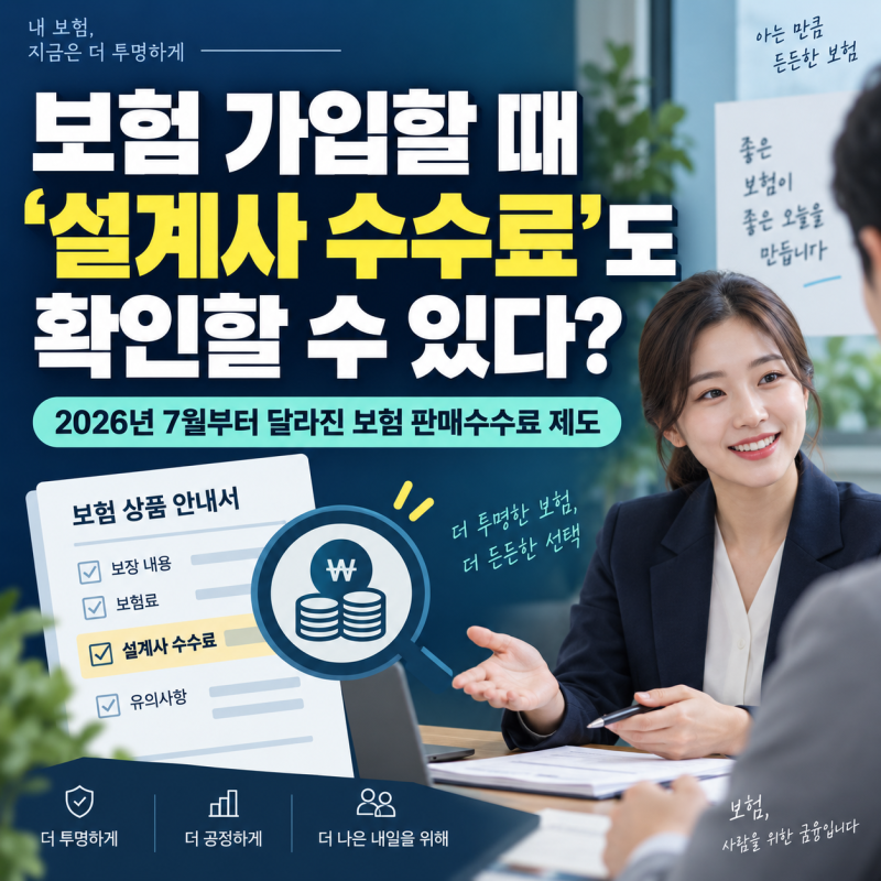 보험 가입할 때 ‘설계사 수수료’도 확인할 수 있다? 2026년 7월부터 달라진 보험 판매수수료....