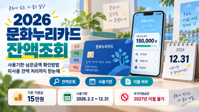 2026 문화누리카드 잔액조회｜사용기한·남은금액·미사용 잔액 정리