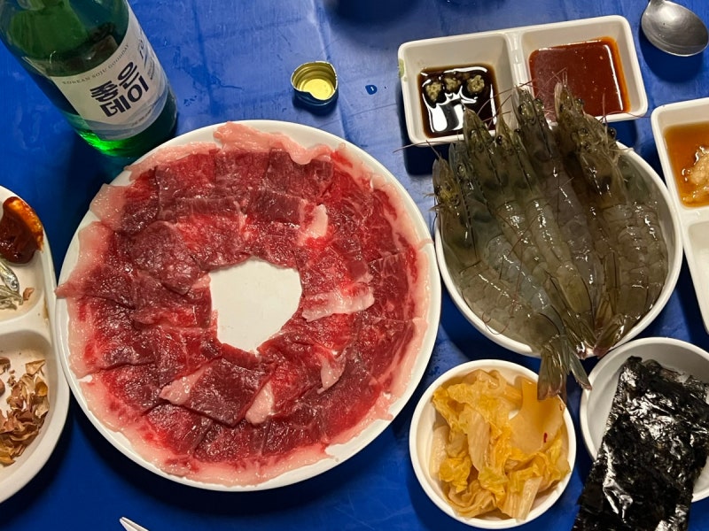 부산 전포 야장 술집 저수지 생새우회 차돌사시미