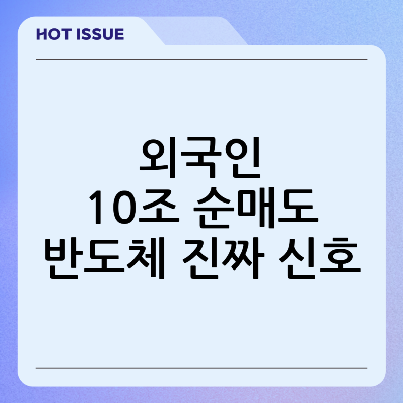 외국인 순매도 10조와 삼성전자 SK하이닉스 반도체 매도 진짜 의미