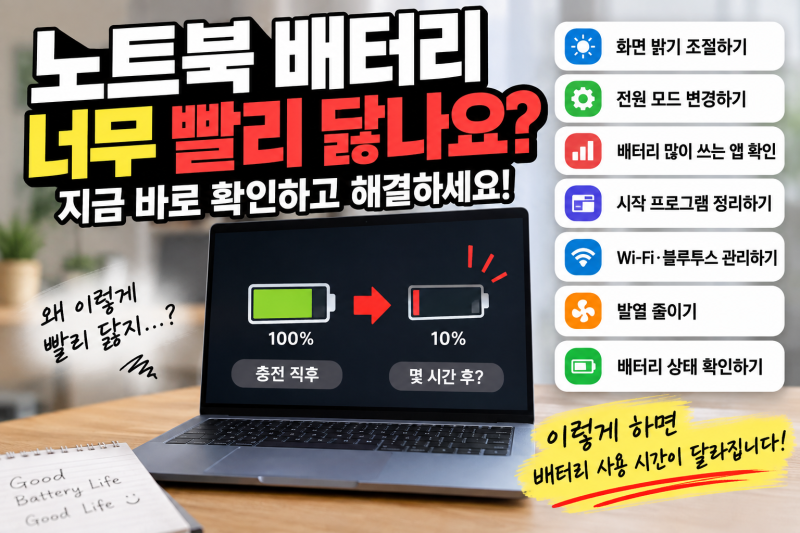 노트북 배터리가 너무 빨리 닳는다면? 직접 해결하는 방법 총정리