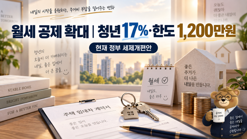 2027 월세 세액공제 확대 개정안｜연 1,200만원·청년 17%, 얼마나 더 돌려받을까?