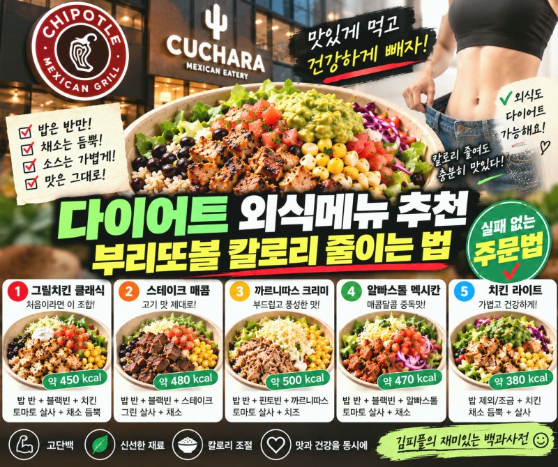 부리또볼 칼로리 줄이는 법 기준으로 다시 본 다이어트 외식메뉴 추천