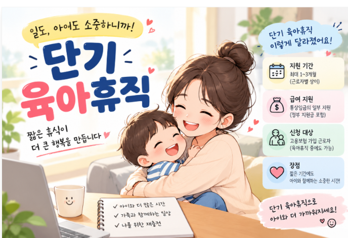 2026 단기 육아휴직 1주일도 가능?｜대상·신청방법·급여·사용조건 총정리