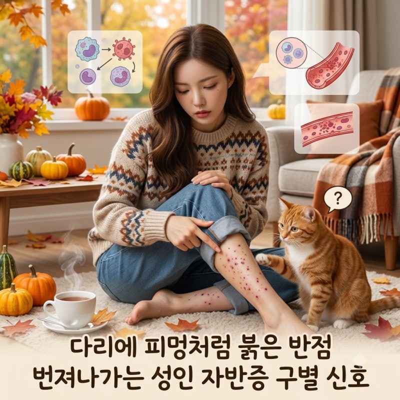다리에 피멍처럼 붉은 반점 번져나가는 성인 자반증 구별 신호