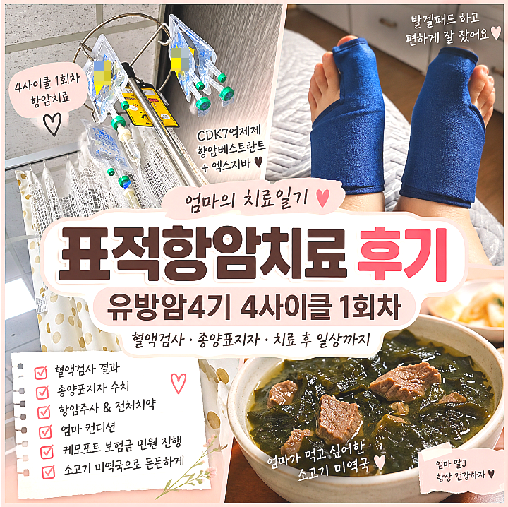 표적항암치료 후기 유방암4기 4사이클 1회차, 혈액검사와 종양표지자 변화