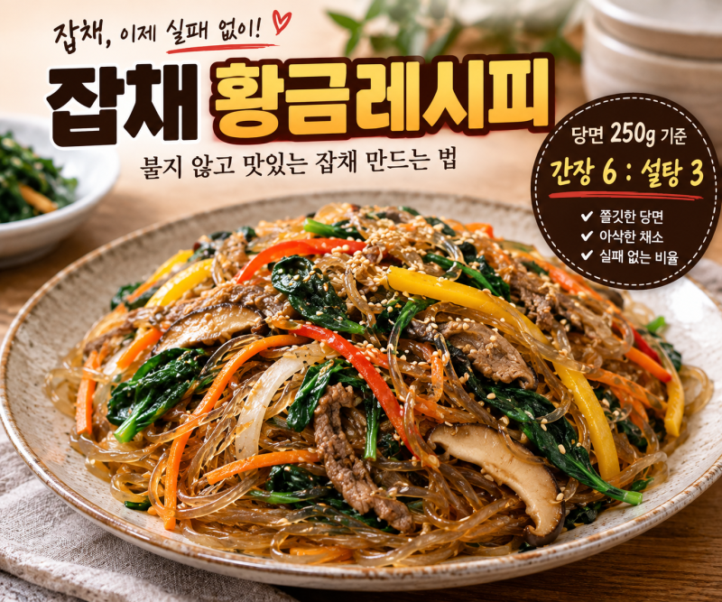 잡채 황금레시피｜불지 않고 맛있는 잡채 만드는 법, 간장 양념 비율까지