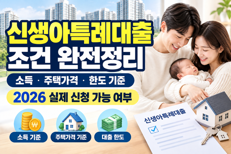 신생아특례대출 조건 완전정리 — 소득·주택가격·한도 기준, 2026 실제 신청 가능한 경우 이....