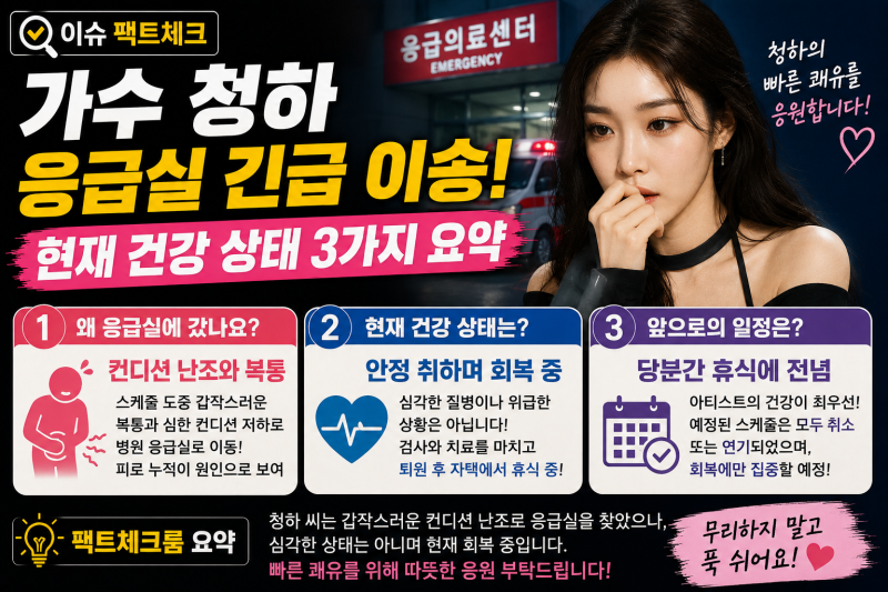 [이슈 팩트체크] 가수 청하 응급실 긴급 이송! 현재 건강 상태 3가지 요약