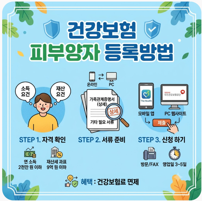건강보험 피부양자 등록방법과 자격조건 및 온라인 신청절차