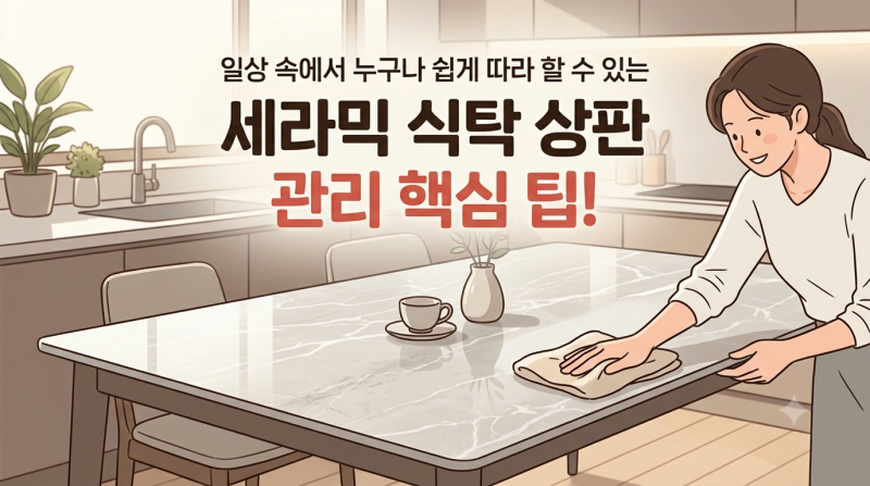 일상 생활에서 쉽게 세라믹 식탁 상판 관리 하는 방법