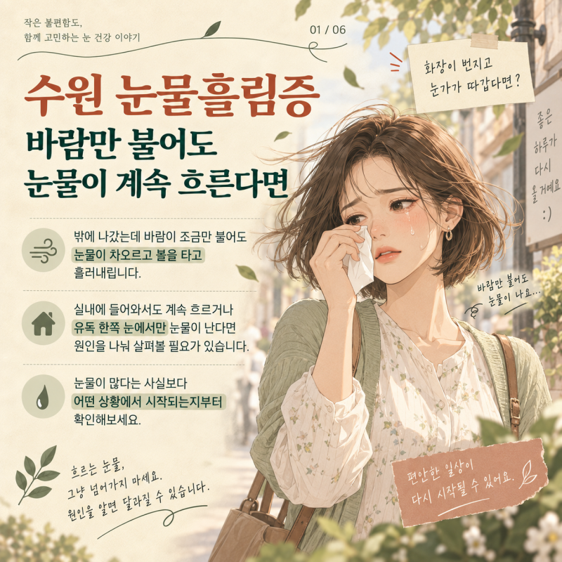 수원 눈물흘림증, 바람만 불어도 눈물이 계속 흐른다면