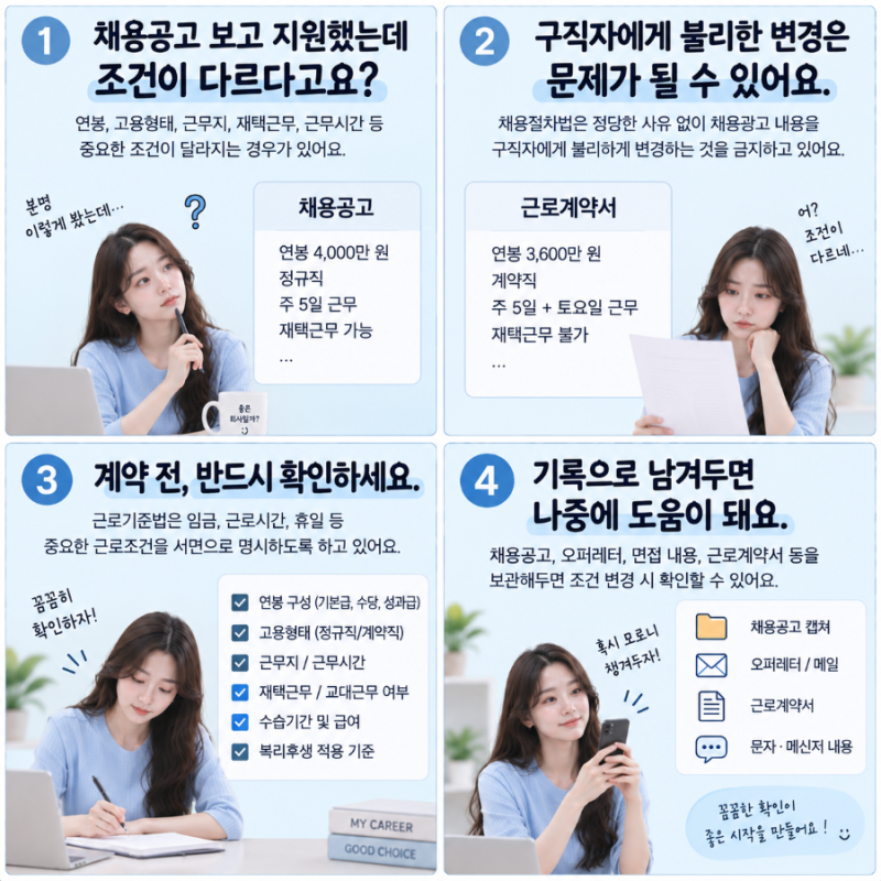 채용공고와 실제 조건이 다르면 어떻게 될까? 입사 전 꼭 확인할 기준