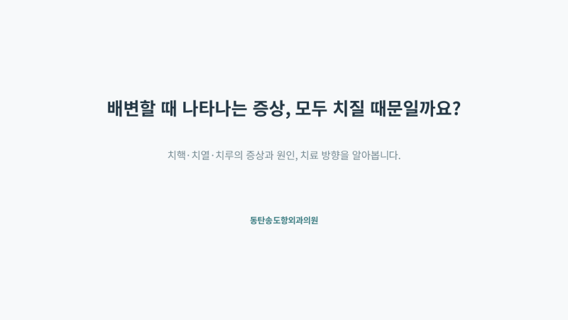 화성항외과, 혹시 나도 치질일까? 증상과 치료방법 알아보기