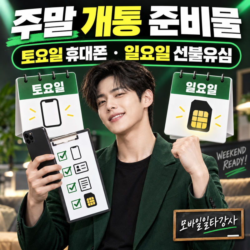 토요일 휴대폰 개통부터 일요일 선불유심 개통까지 준비할 것