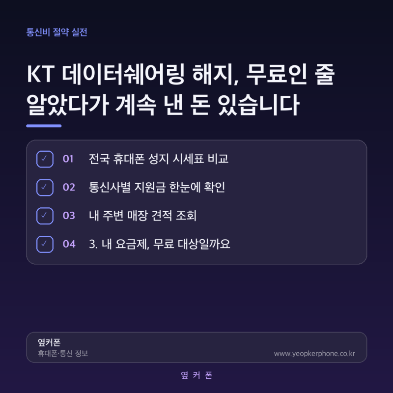 KT 데이터쉐어링 해지, 무료인 줄 알았다가 계속 낸 돈 있습니다