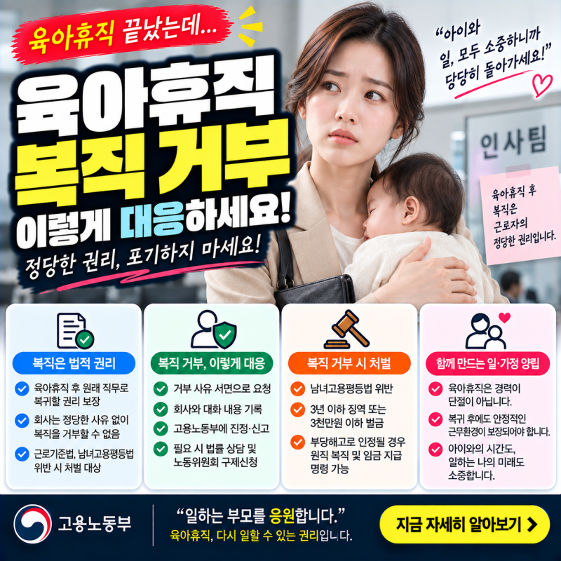 육아휴직 복직 거부, 회사가 자리가 없다고 하면? 대체인력부터 복직 조건까지