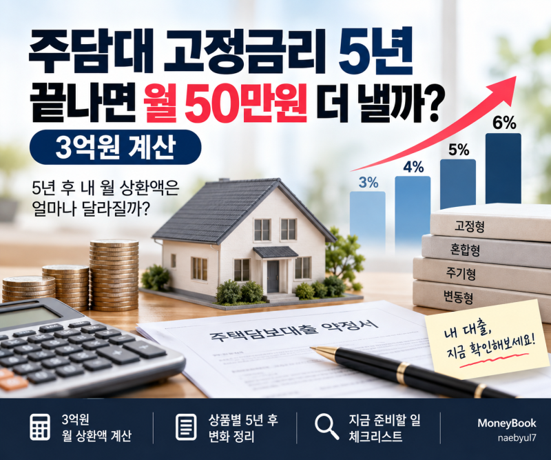 주담대 고정금리 5년이 끝난다고 해서 모든 대출이 똑같이 변동금리로 바뀌는 것은 아닙니다....