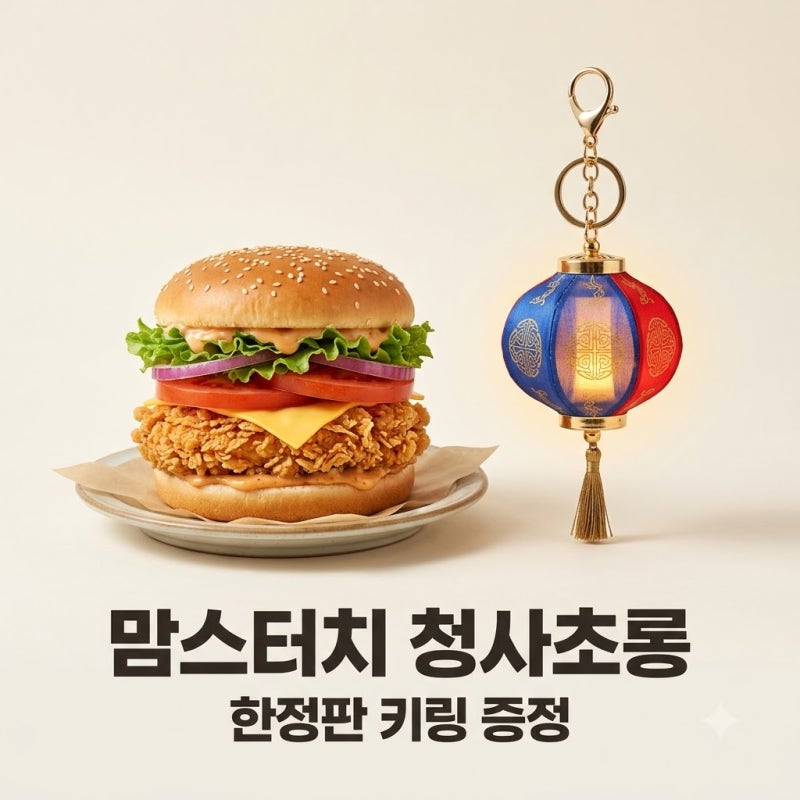 맘스터치 청사초롱 키링 증정! 더블불고기 스모키스매쉬 세트 가격 정리