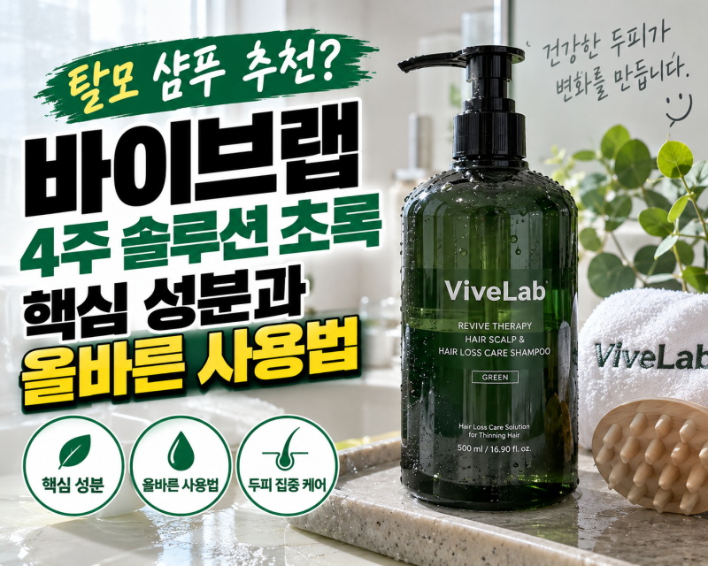 탈모 샴푸 추천? 바이브랩 4주 솔루션 초록 성분과 올바른 사용법