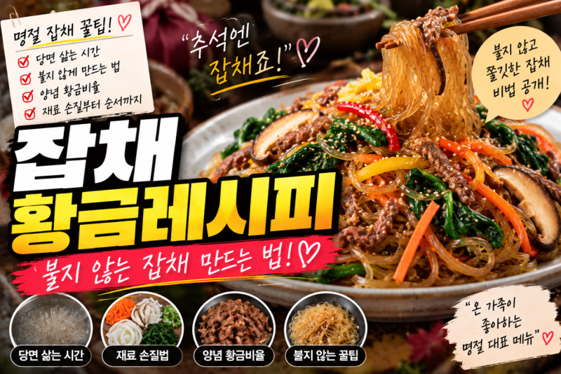잡채 황금레시피, 불지 않게 만드는 법! 추석 잡채 당면 삶기부터 양념까지