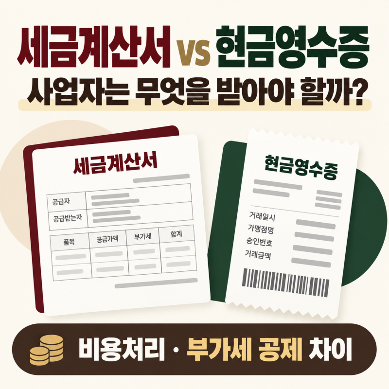 세금계산서와 현금영수증 차이｜사업자는 무엇을 받아야 비용처리될까?