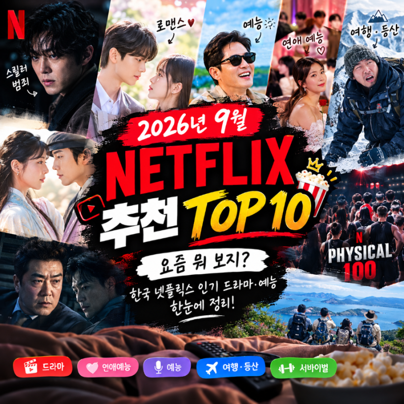 . 지금 넷플릭스 난리났다! 2026년 9월 TOP 10