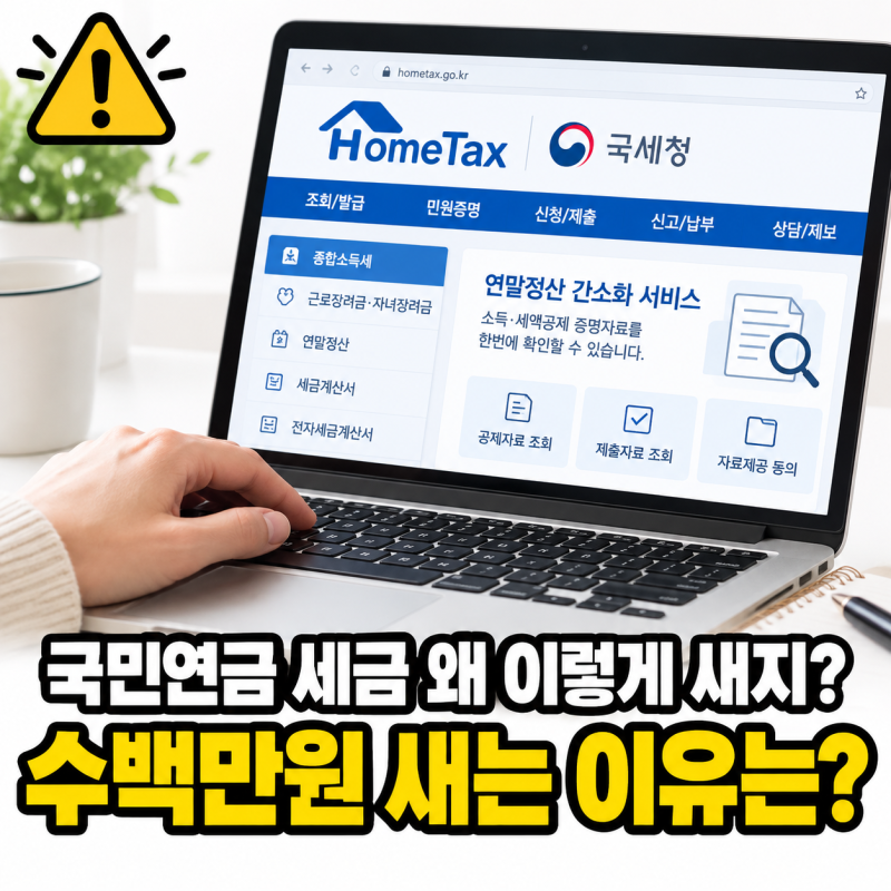 국민연금 세금 수백만원 새는 이유, 홈택스에서 확인 가능합니다