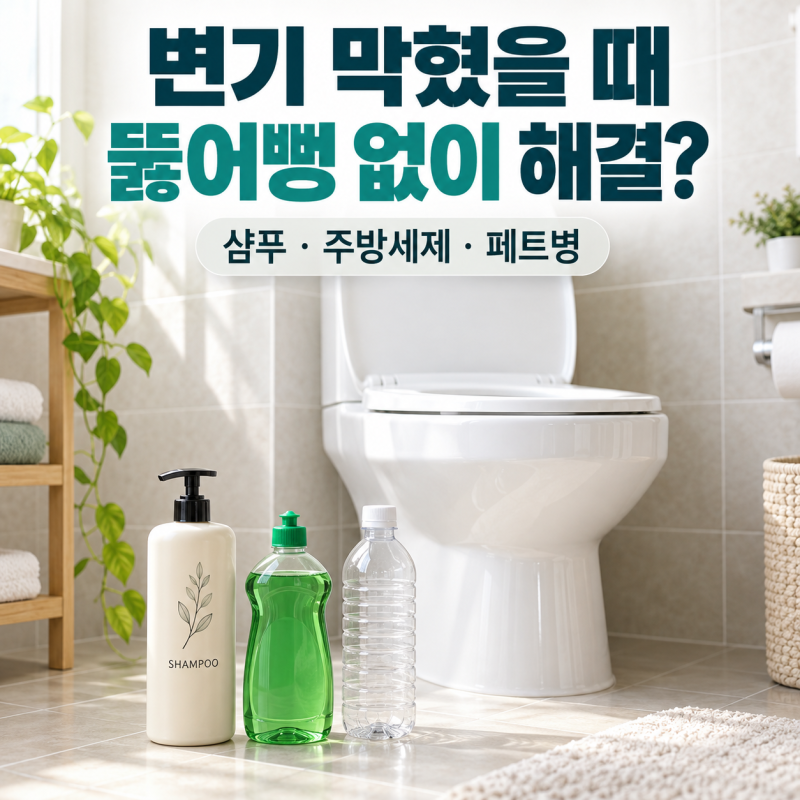 변기 막혔을 때 뚫어뻥 없이 뚫는 법｜샴푸·주방세제·페트병으로 해결하기