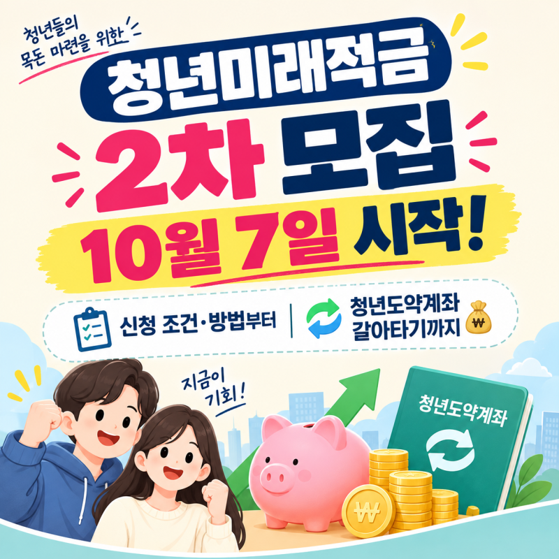 청년미래적금 2차 모집 10월 7일 시작! 신청 조건·방법부터 청년도약계좌 갈아타기까지