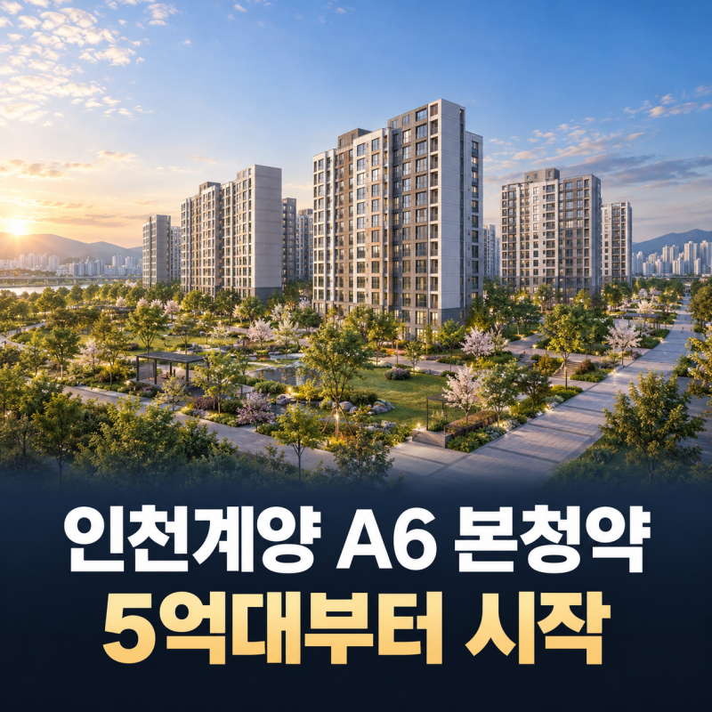 인천계양 A6블록 본청약 시작, 5억대 분양가·663세대 청약 조건 총정리