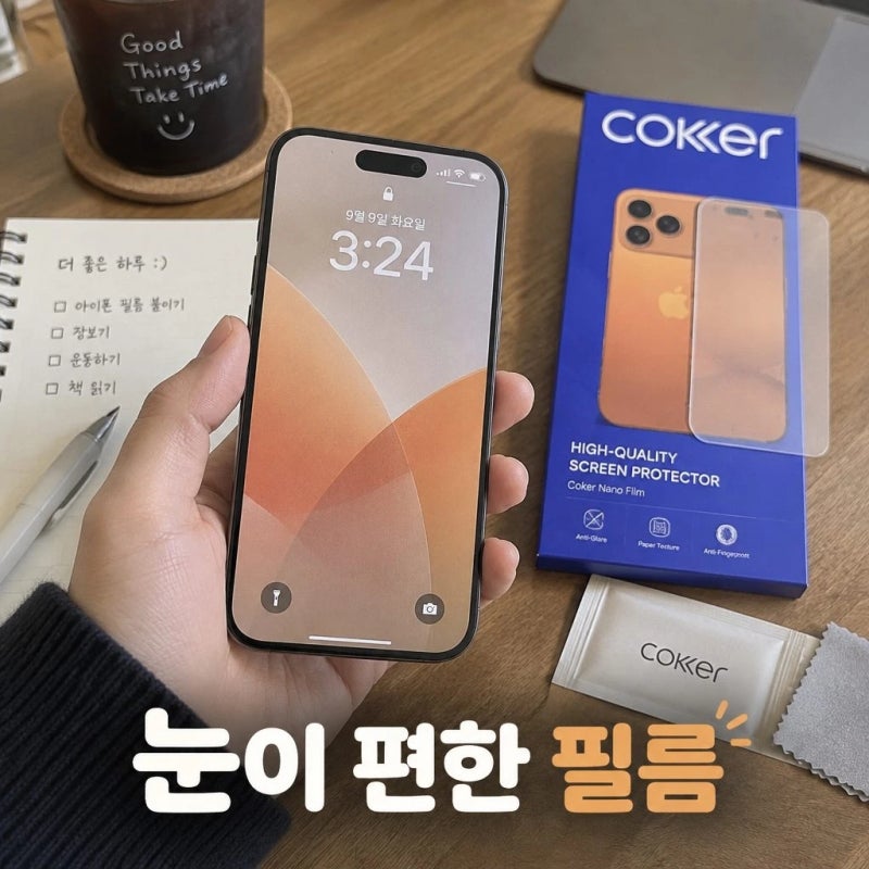 아이폰17 프로 코커 종이질감 액정 보호필름 2매입 내일배송 특징 정리