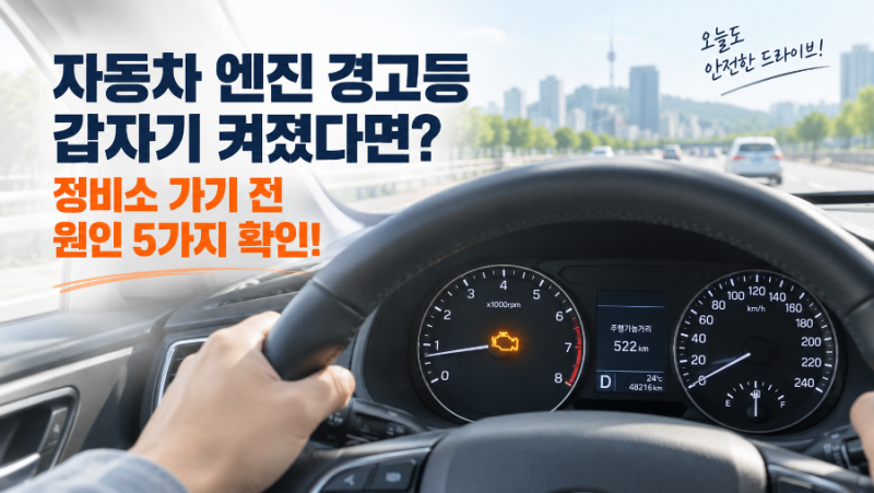 자동차 엔진 경고등 켜졌다면? 정비소 가기 전 확인할 원인 5가지