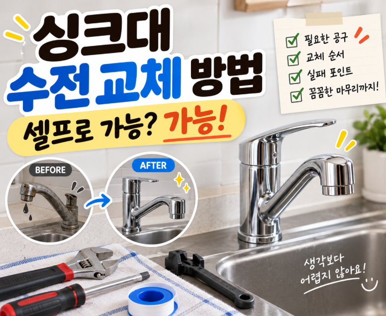 싱크대 수전 교체 방법｜셀프로 가능? 가능! 공구와 순서 모두 알려드릴께요